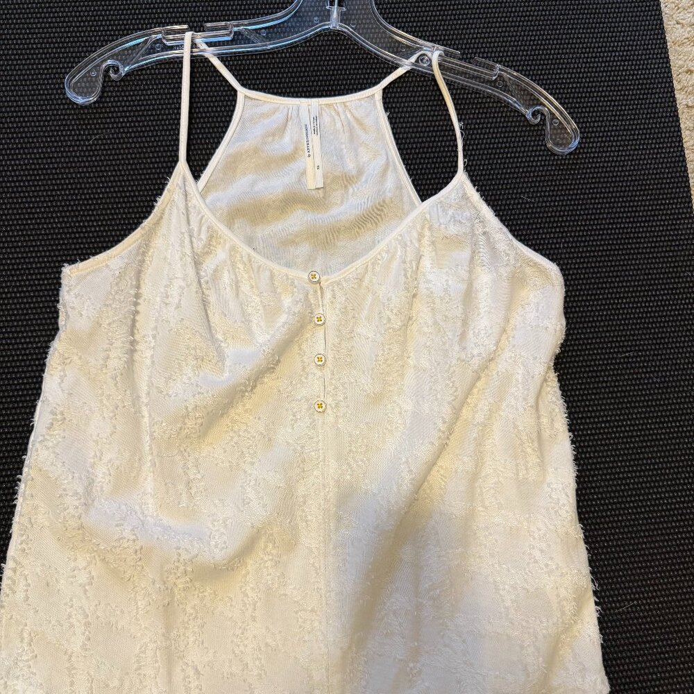 anthropologie womens white floral tank top size xs